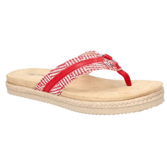 Easy Street NWT Women's Starling Slip-On Woven Sandals Red & White 8N 8 Narrow - Picture 1 of 9